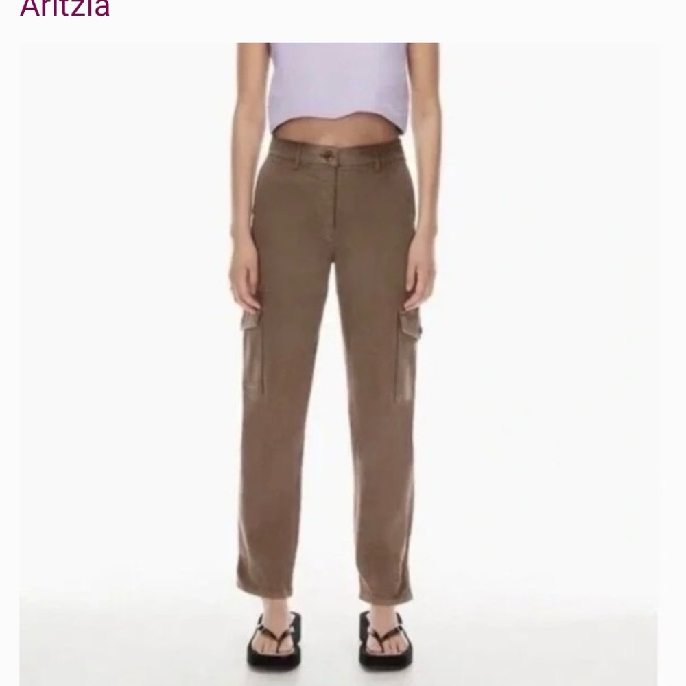 Aritzia tan button fly cargo pants